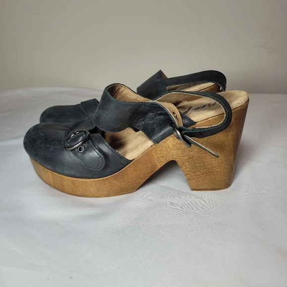 Free People Park Circle Black Leather Clog sz 40 - Picture 4 of 12